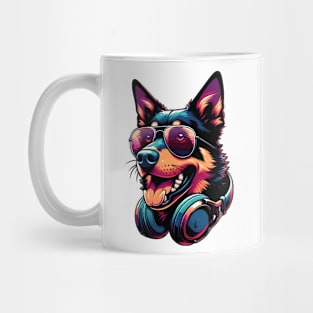 Working Kelpie Smiling DJ in Vibrant Japanese Art Style Mug